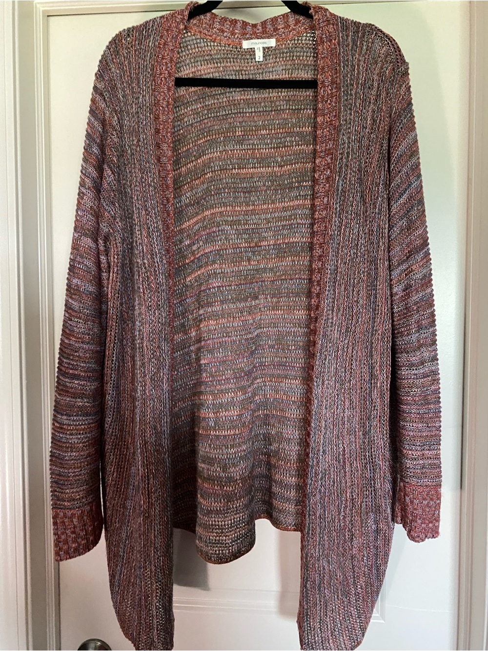 Maurices Size 2 Multicolor Marled Open Knit Cardigan Sweater